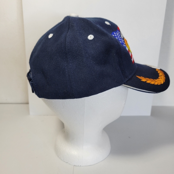 Mens Eagle American flag Navy Blue Baseball Cap Hook and Loop Adjustable Back - Picture 3 of 10